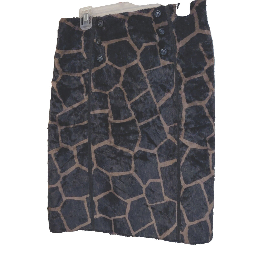 Brown & Tan Skirt Size 10 ETCETERA Above Knee Animal Giraffe Print FURRY MINI